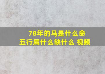 78年的马是什么命 五行属什么缺什么 视频